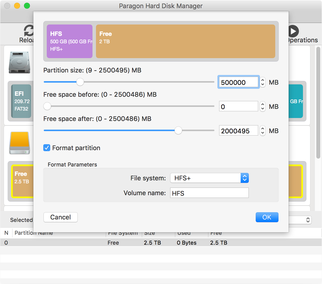 Создание раздела HFS+. Screenshot.